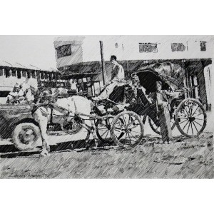 Zameer Hussain, untitled 8 X 11 Inch, Pen ink on paper, Cityscape Painting -AC-ZAH-050